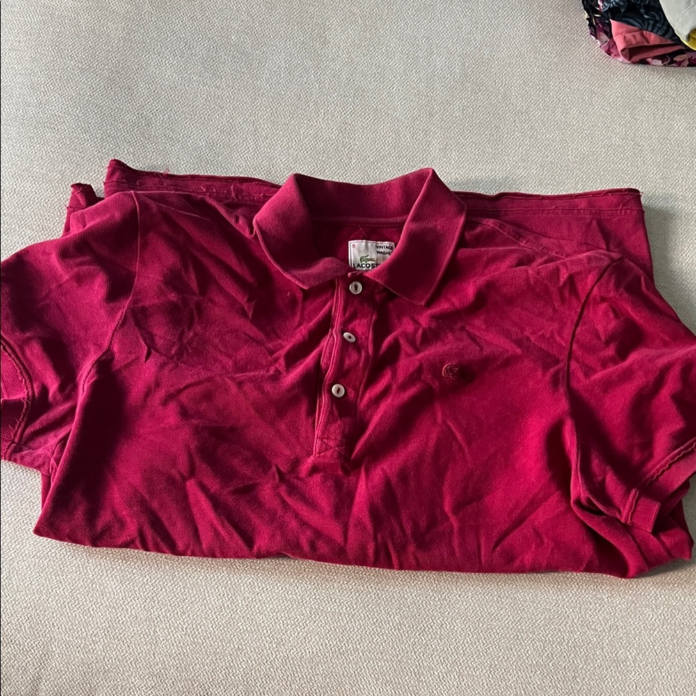 Lacoste Vintage Washed Polo in Deep Red